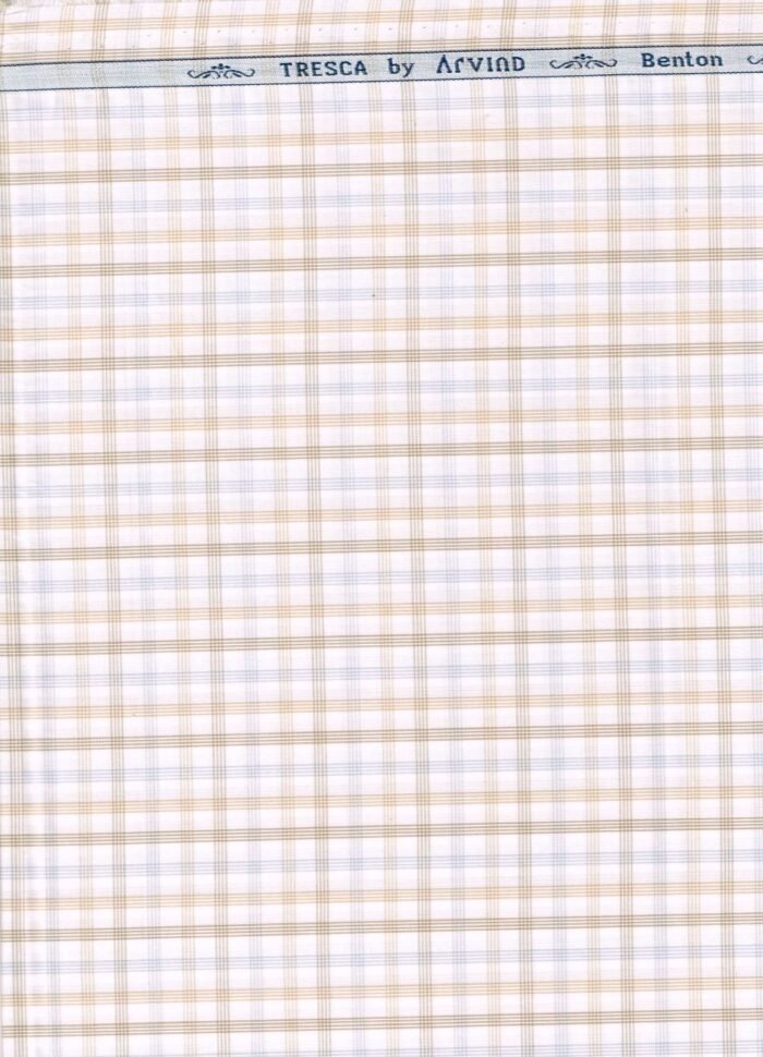 Arvind tresca cotton checks shirting fabric brown and white