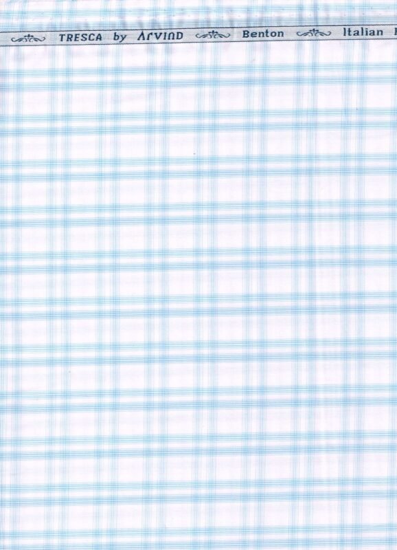 Arvind tresca Cotton Blue Checks on White Background