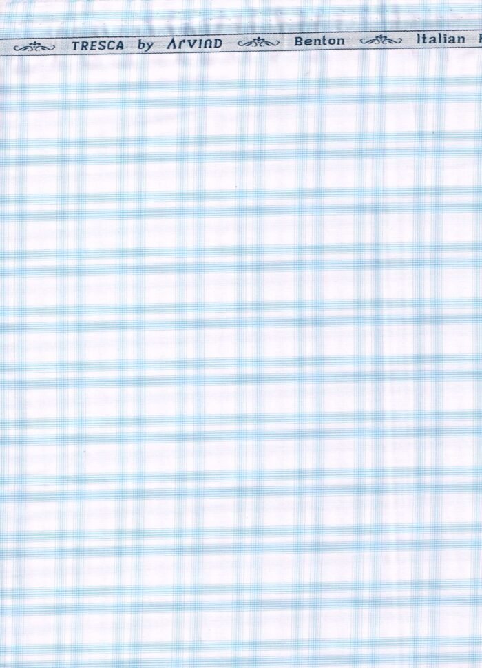 Arvind tresca Cotton Blue Checks on White Background