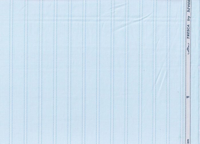 Arvind Baby Blue Tresca Cotton Striped shirting fabric