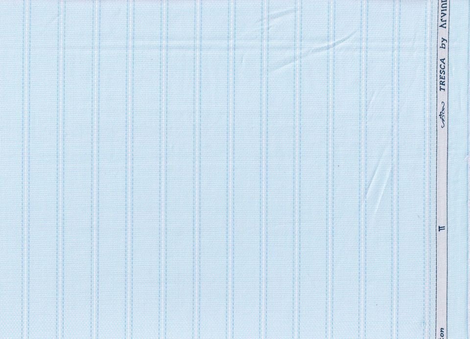 Arvind Baby Blue Tresca Cotton Striped shirting fabric