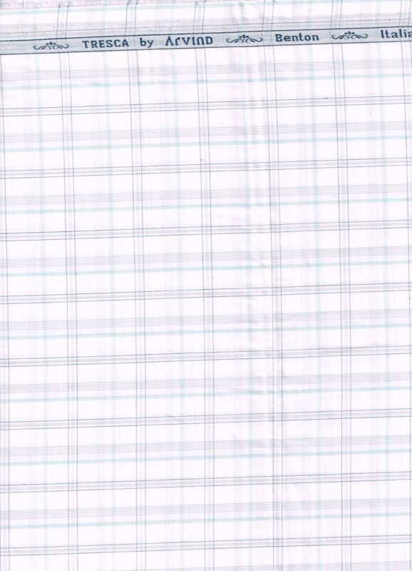 Arvind White Checks Tresca Cotton Shirting fabric