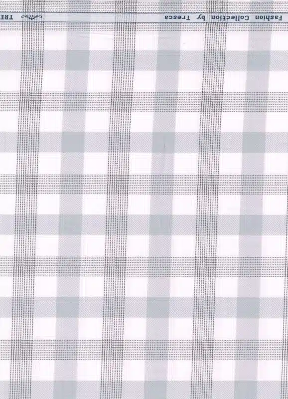 Arvind Tresca Cotton White & Grey Checks shirting fabric