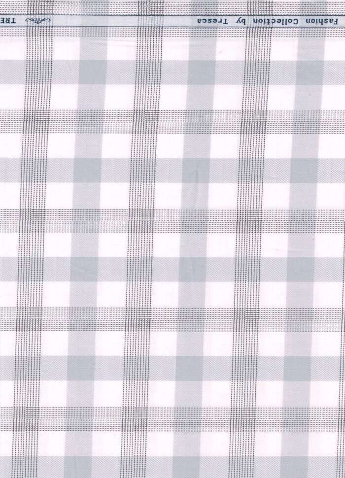 Arvind Tresca Cotton White & Grey Checks shirting fabric