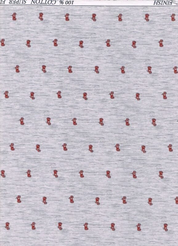 Italian grey cotton digital printed shirting fabric