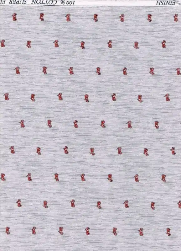 Italian grey cotton digital printed shirting fabric
