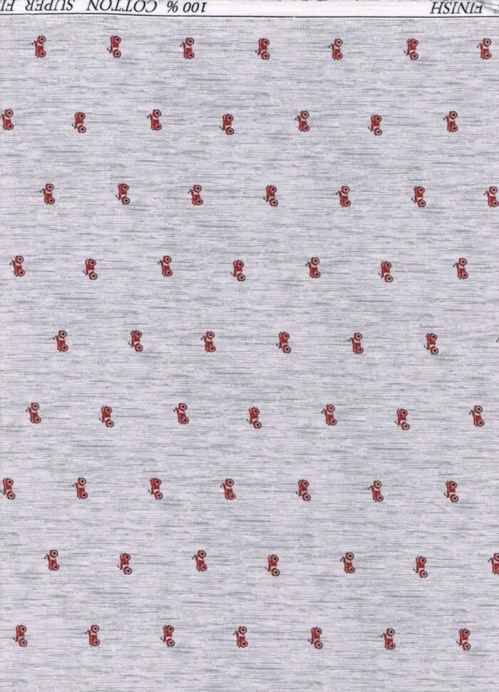 Italian grey cotton digital printed shirting fabric